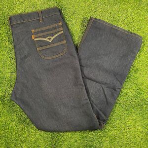 Vintage Levi’s 70’s orange tab skosh dark blue jeans 36x30-38x32